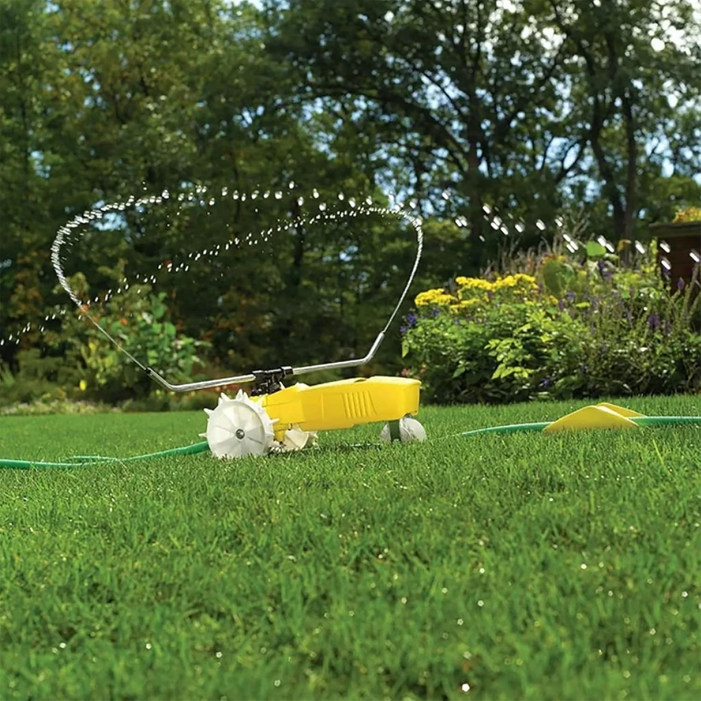 Nelson Rain Train 13,500 Square Feet Cast Iron Outdoor Lawn Traveling Water Sprinkler for Yard, and Garden, with Auto