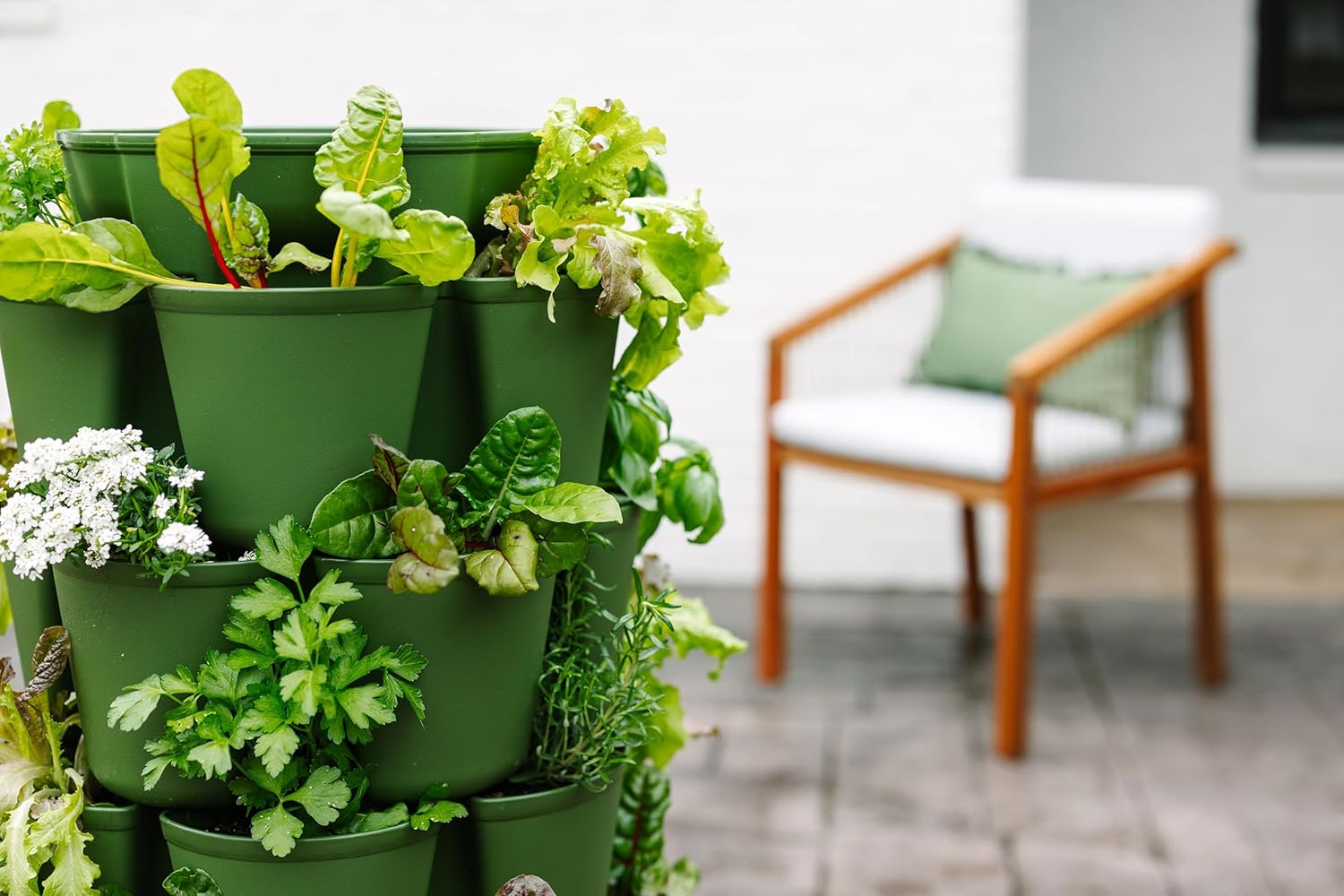 7 Tier Leaf Vertical Planter for Growing a Variety of Strawberries, Vegetables, Herbs, & Flowers (Evergreen)