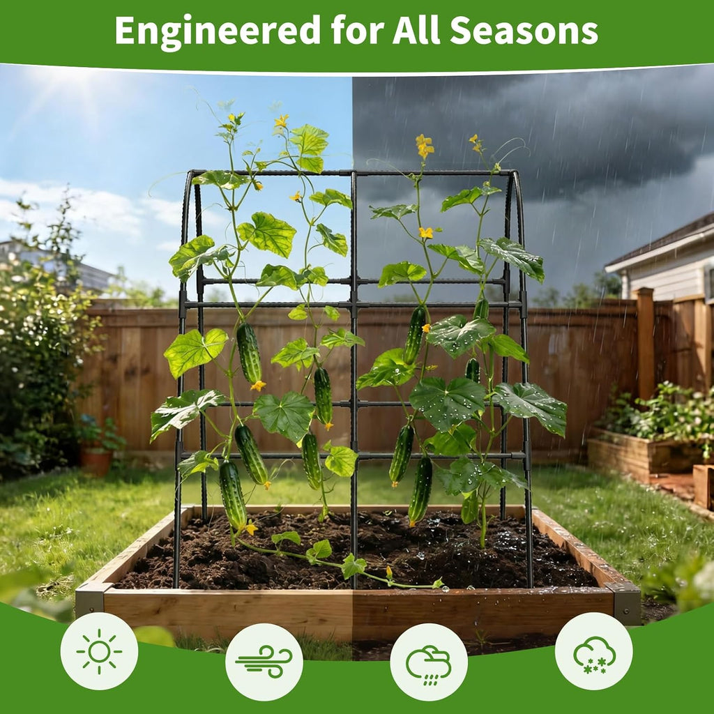 Cucumber Trellis for Raised Bed,U-Shape Garden Trellis for Climbing Plants Outdoor, Metal Arch Vegetables Trellis