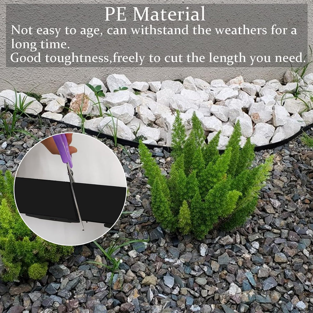 Landscape Edging 33FT, 4IN Tall Garden Edging Borders with 50pcs Stakes | Plastic Lawn Edging Kit, Tool-Free Flexible
