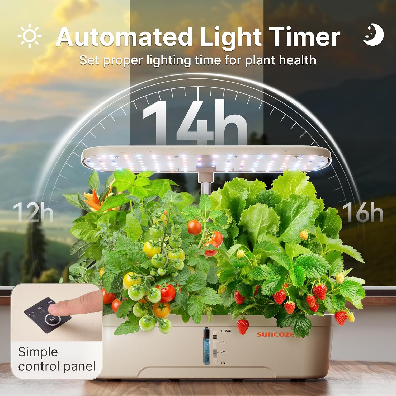 Hydroponics Growing System, 12 Pods, 12.4 in Adjustable Height | Indoor herb Garden with 20W LED Grow Light, Visible