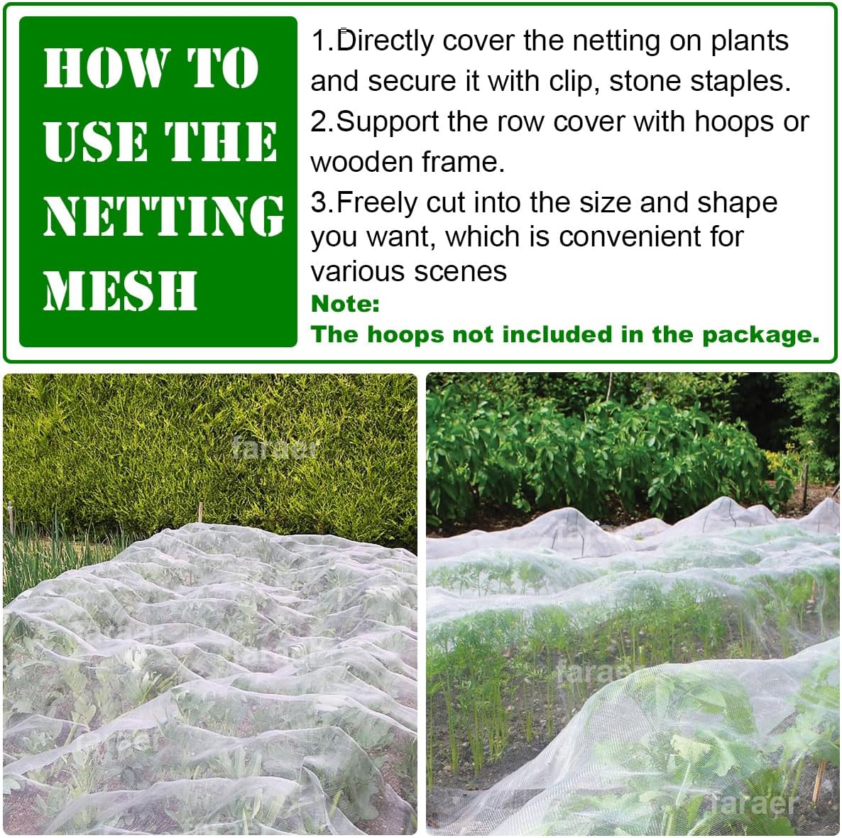 Garden Pest Netting, 10x50Ft Insect Barrier Plant Covers Net | Ultra Fine Mesh Protection Netting for Vegetable Fruits
