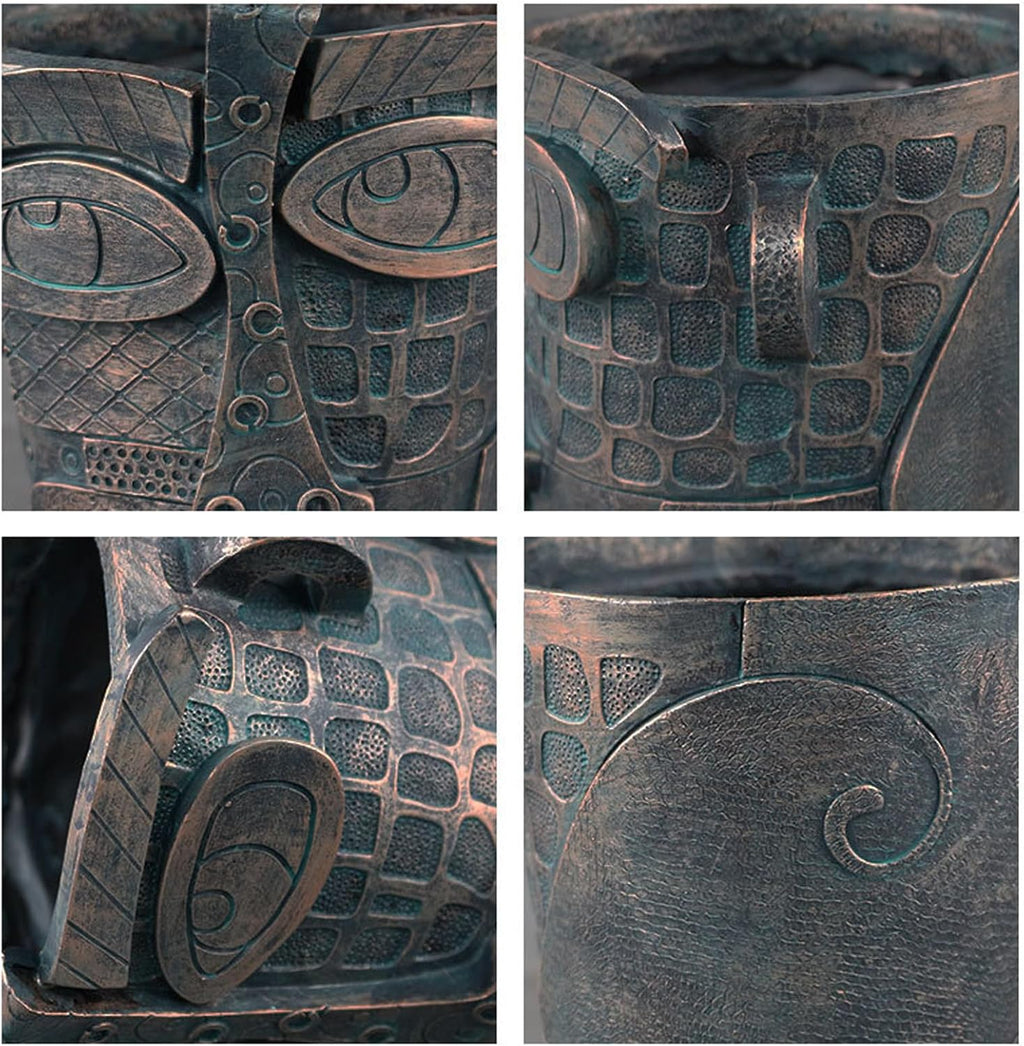 Bronze Abstract Face Planter Pots Unique Head Plant Pots Funny Face Flower Pot for Indoor Plants Home Art Table