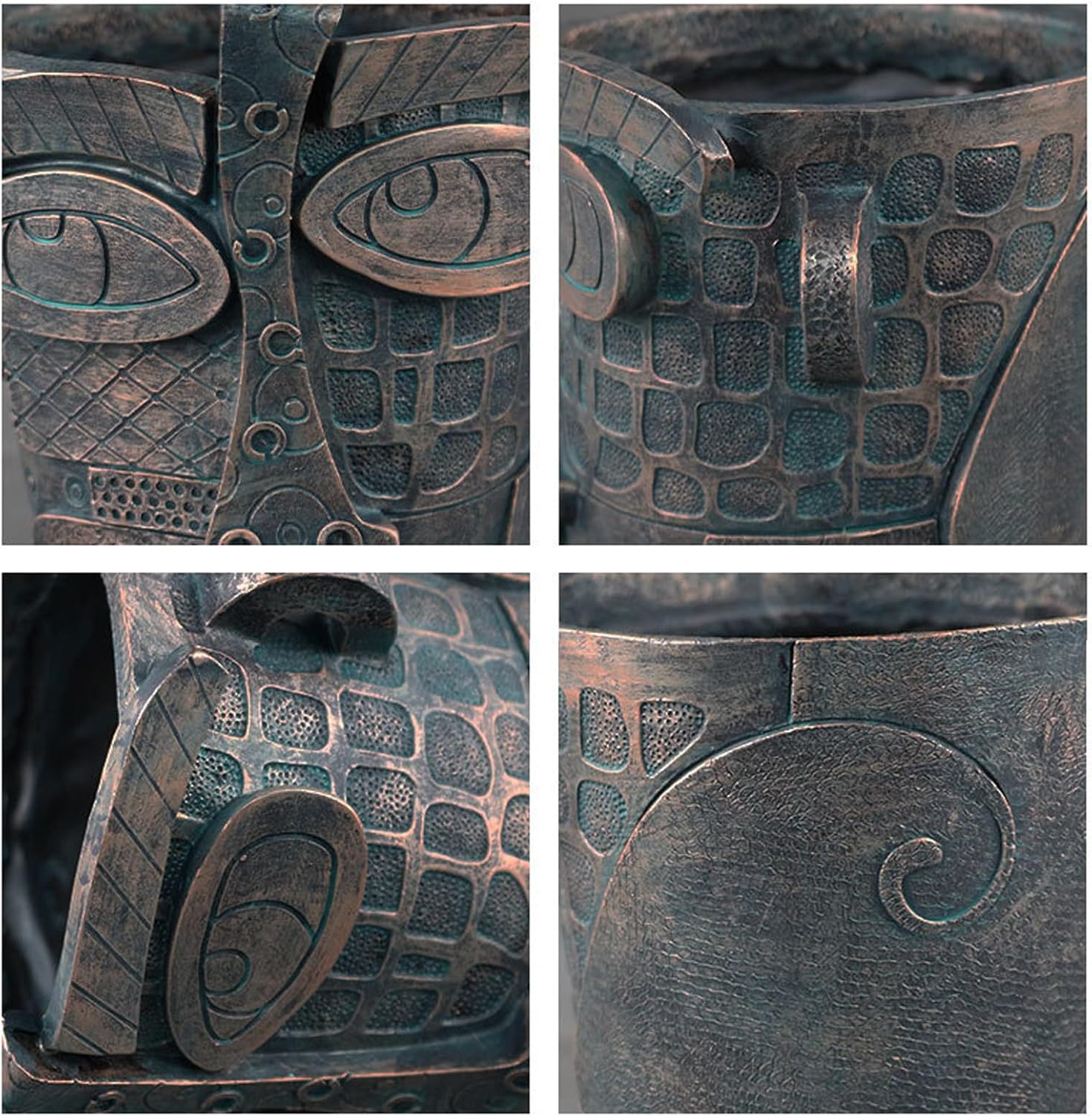 Bronze Abstract Face Planter Pots Unique Head Plant Pots Funny Face Flower Pot for Indoor Plants Home Art Table
