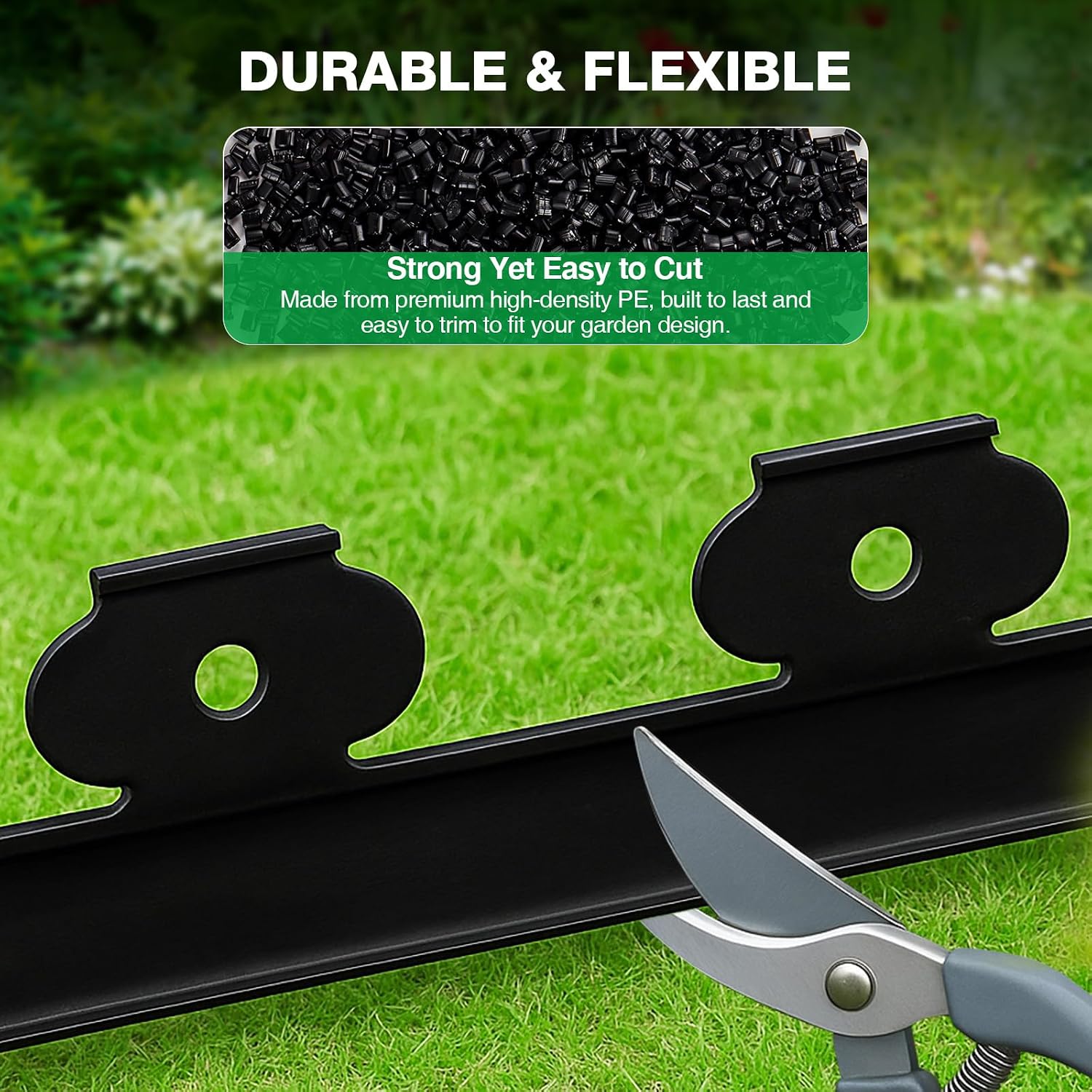 MIXC Garden Edging Border, 100FT 2 Inch Tall Plastic Landscape Edging with 150 Stakes, Flexible Tool-Free Lawn Border