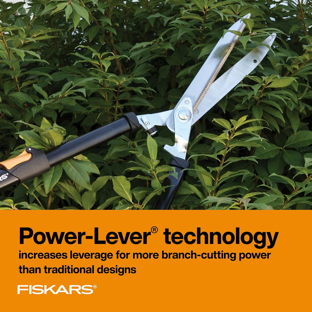 Fiskars 25"-33" Power-Lever Extendable Garden Hedge Shears, 10” Blades