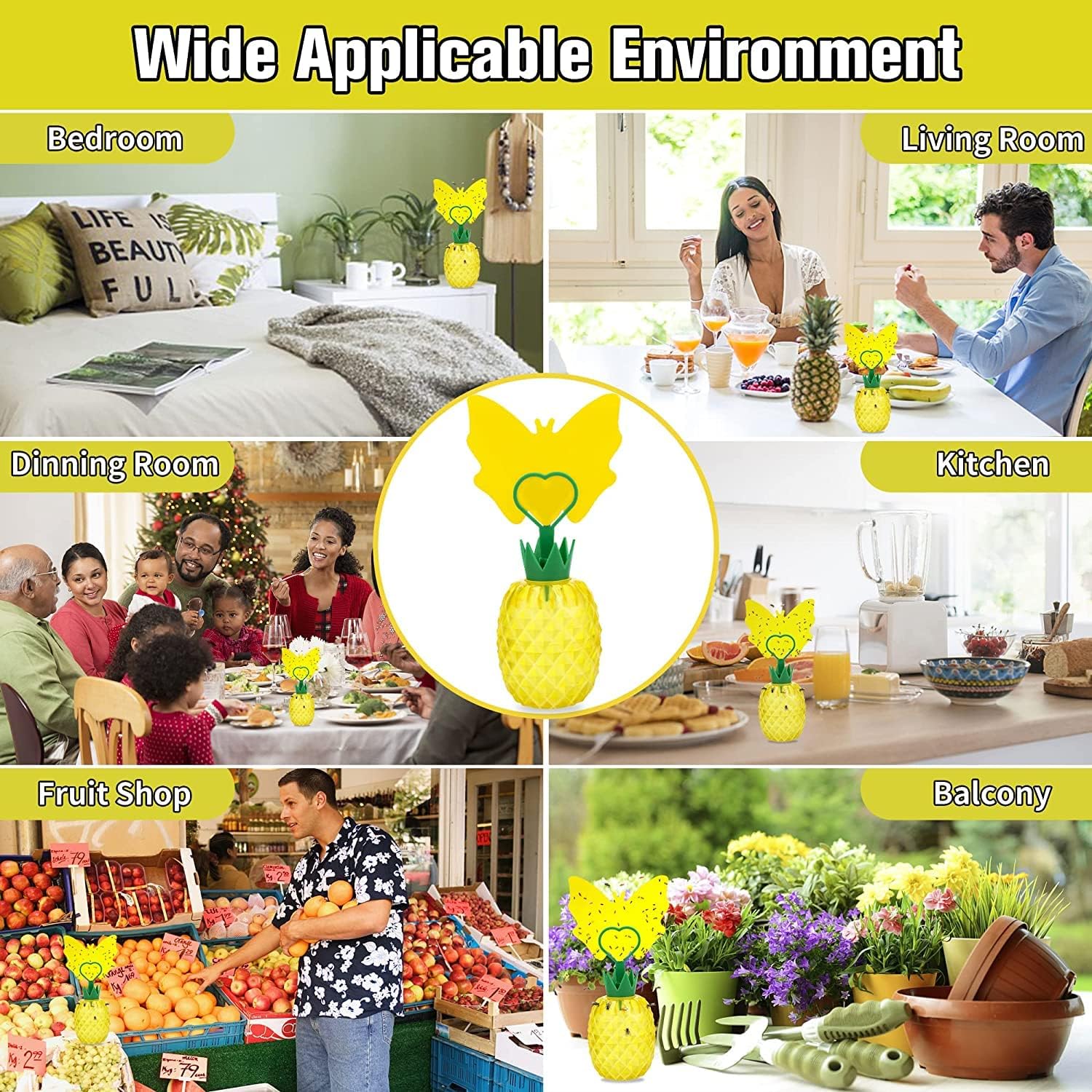 Fruit Fly Trap for Indoors – Effective Gnat Killer and Fly Catcher with Double-Sided Sticker, Non-Toxic Reusable Fly