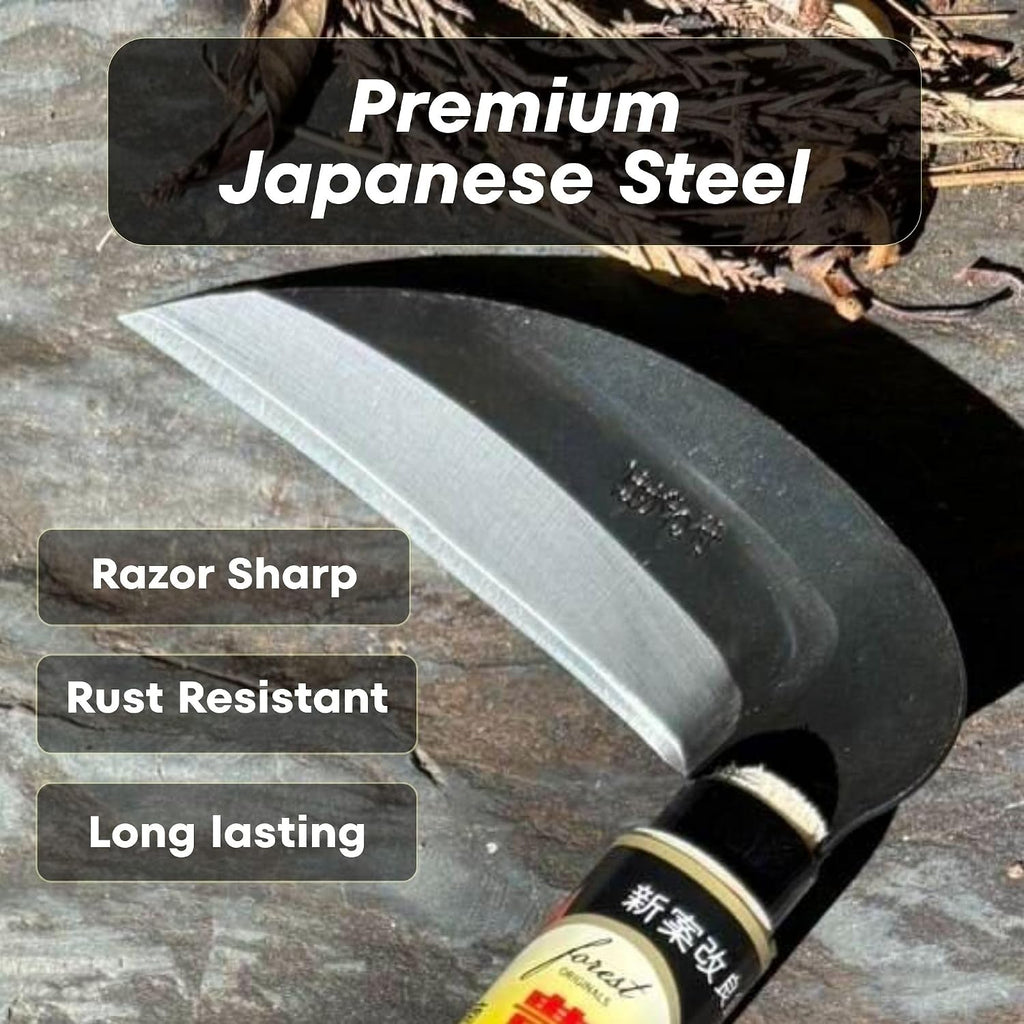 Hounen Miyawaki Nejiri Kama Weeder – Japanese Weeding Sickle, Twisted Stainless Steel, 4.7 in (12 cm) Blade, 13 in (33