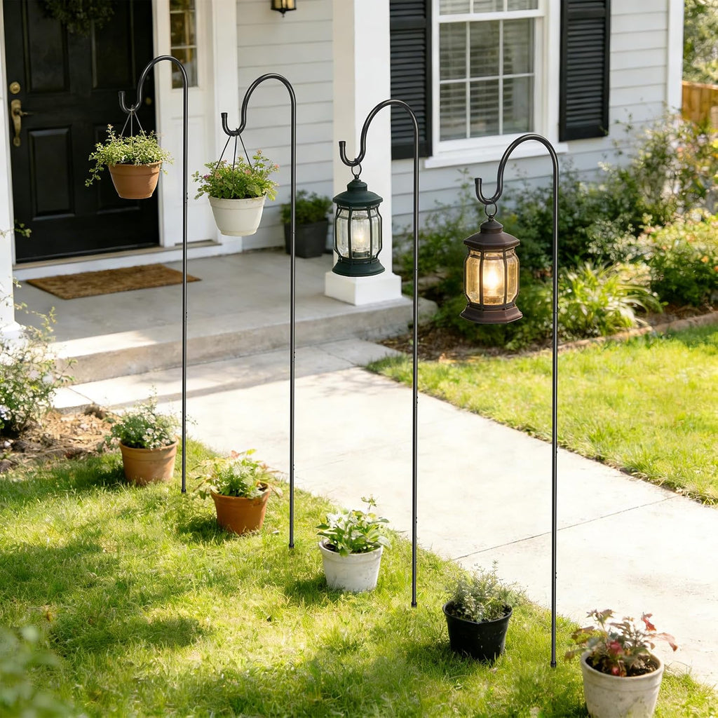 GOFORWILD 65 Inch 8 Pack Shepherd Hook for Garden Decor | Made of Premium Metal for Plant Hanger, Lantern Hook, Solar