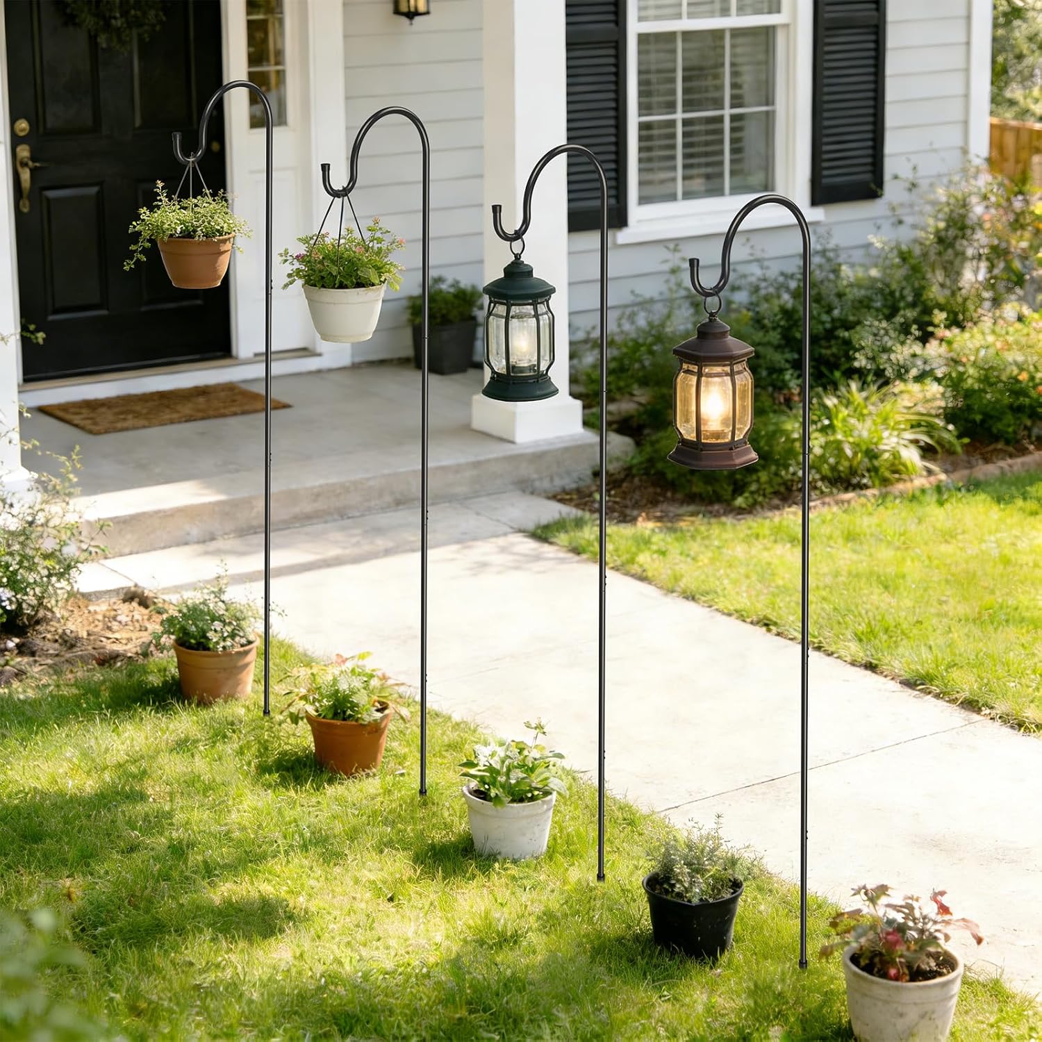 GOFORWILD 65 Inch 8 Pack Shepherd Hook for Garden Decor | Made of Premium Metal for Plant Hanger, Lantern Hook, Solar
