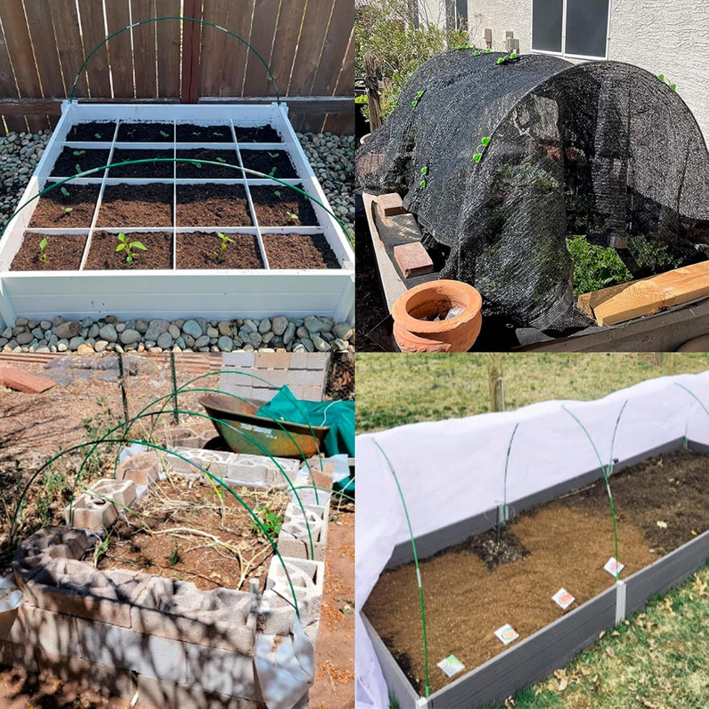 MAXPACE Greenhouse Hoops Kit, DIY 8ft Grow Tunnel, Fits Raised Garden Beds 2.7ft Wide & Up, 50 Pcs Rust-Proof
