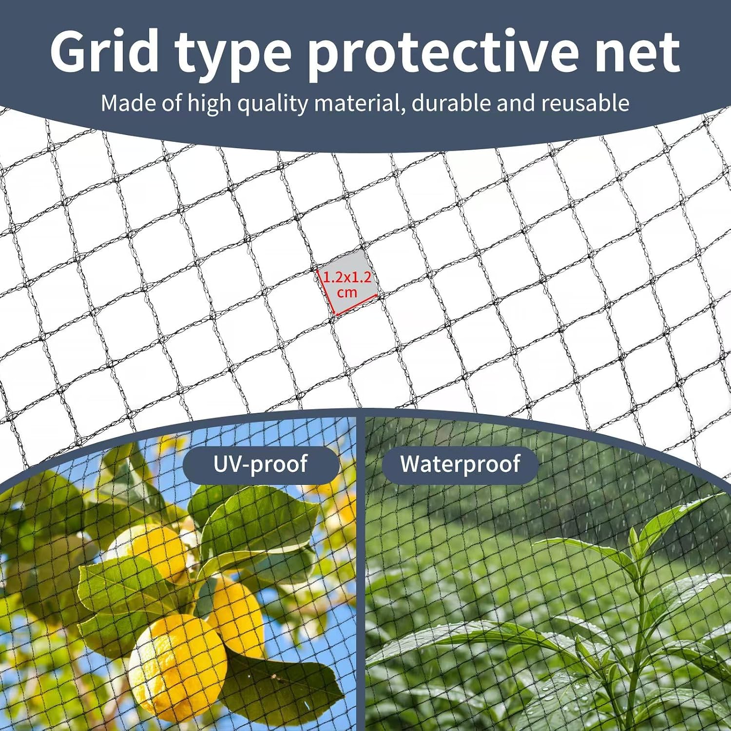 Garden Netting, 15ft x 50ft Black Bird Netting Heavy Duty,Rabbit,Squirrels,Anti Birds,Larger