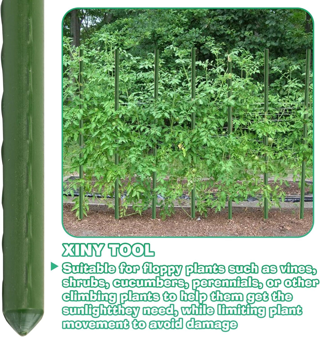 Xiny Tool Garden Stakes, 25 Pack Steel Plant Garden Tomato Stakes with Plastic Coat for Climbing Plants (25 Pack 58