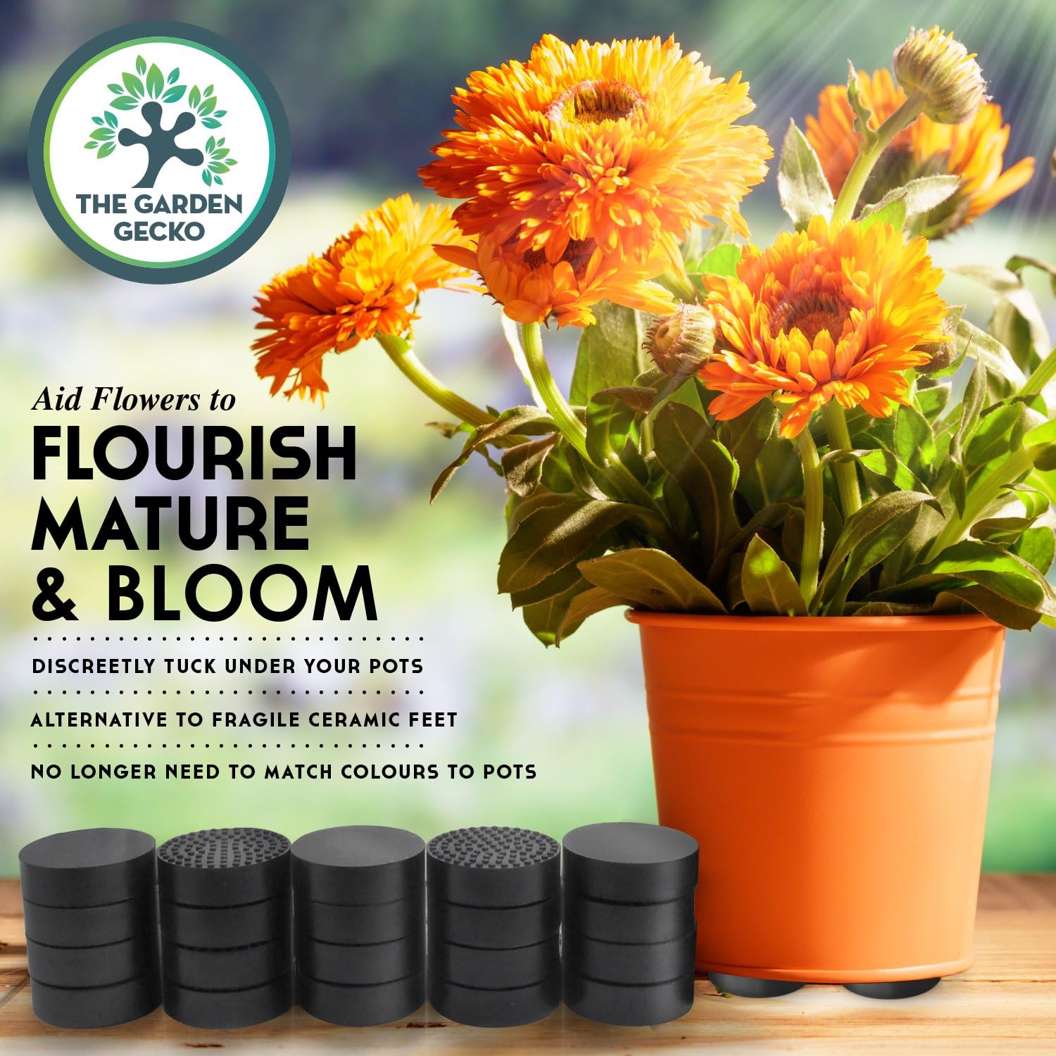 Little & Large Plant Pot Feet, Dual Size, 20 Pack | solid rubber outdoor pot feet, dual-size pot risers, patios, decks