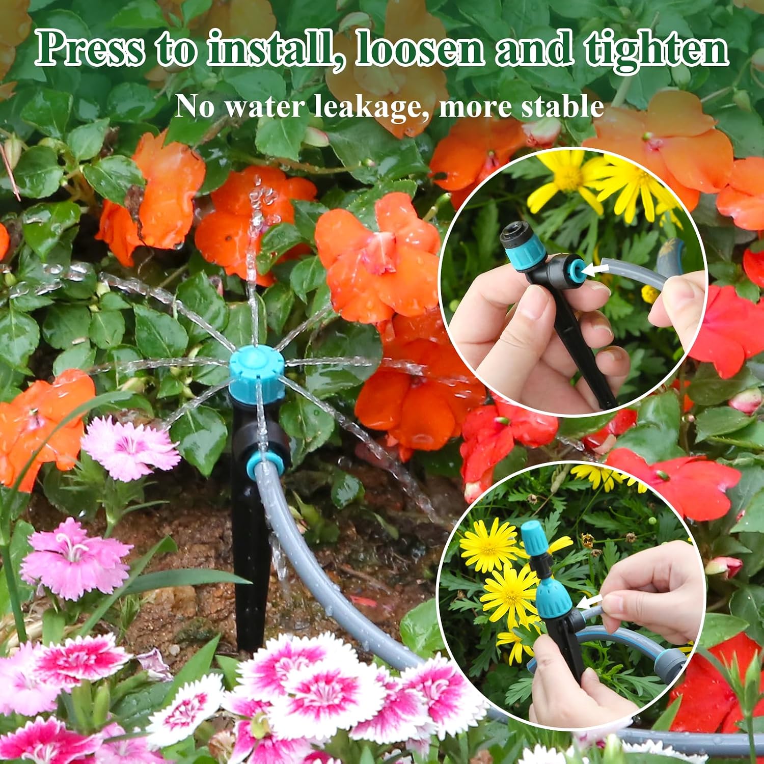 150FT Drip Irrigation System Kit with 2 Zone Water Timer for Garden | High-Flow Mainline Automatic Watering System