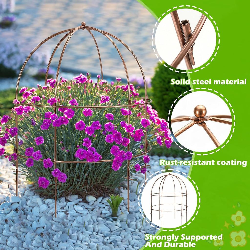 NNG 26 Inch Bird Cage Plant Support, Metal Grow-Through Cage with Dome Top | Garden Flower Trellis for Peonies
