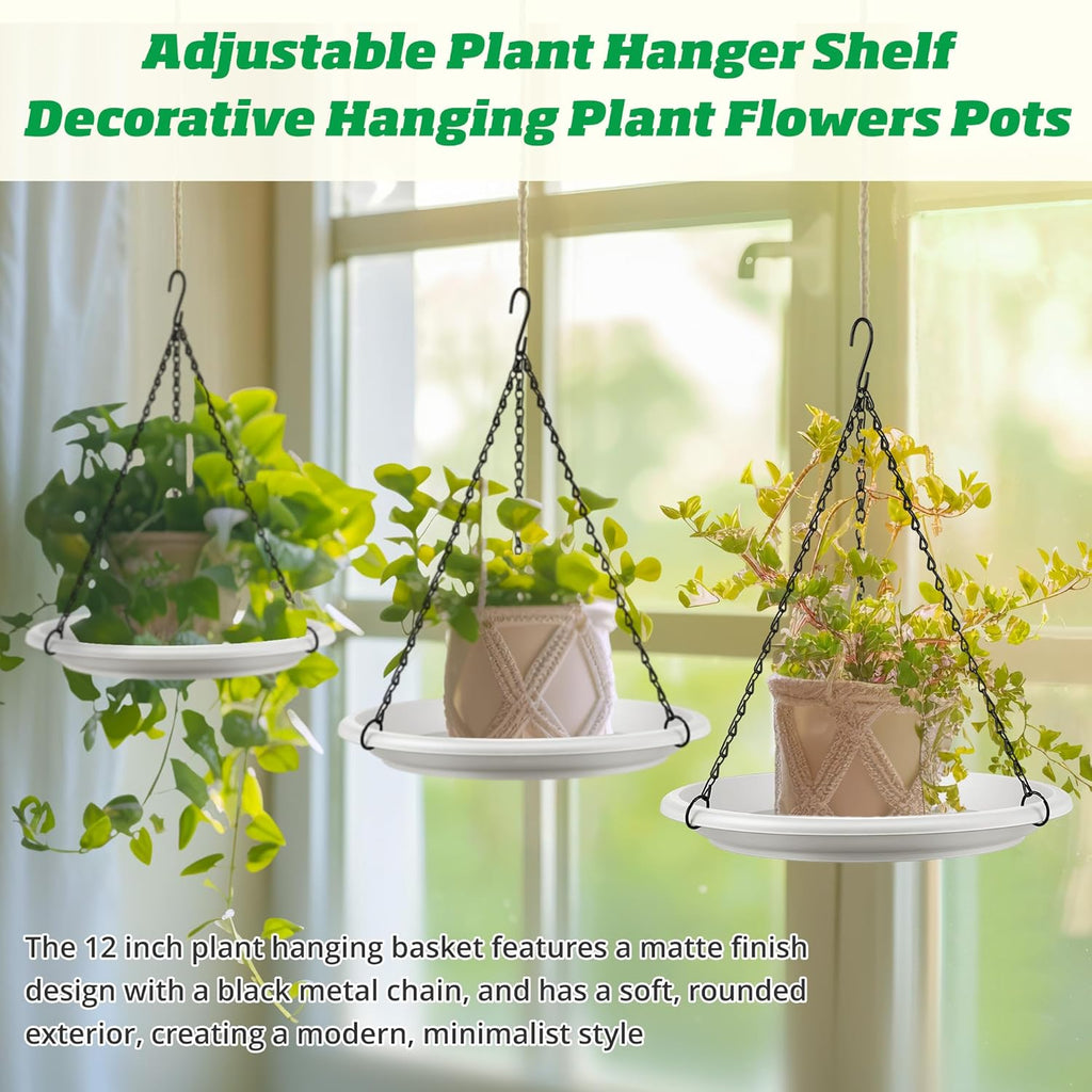 Hanging Planter for Plant, 12" Plant Saucer with Chain(5 Pcs,White) | Adjustable Plants Hanger Shelf Decorative Hanging