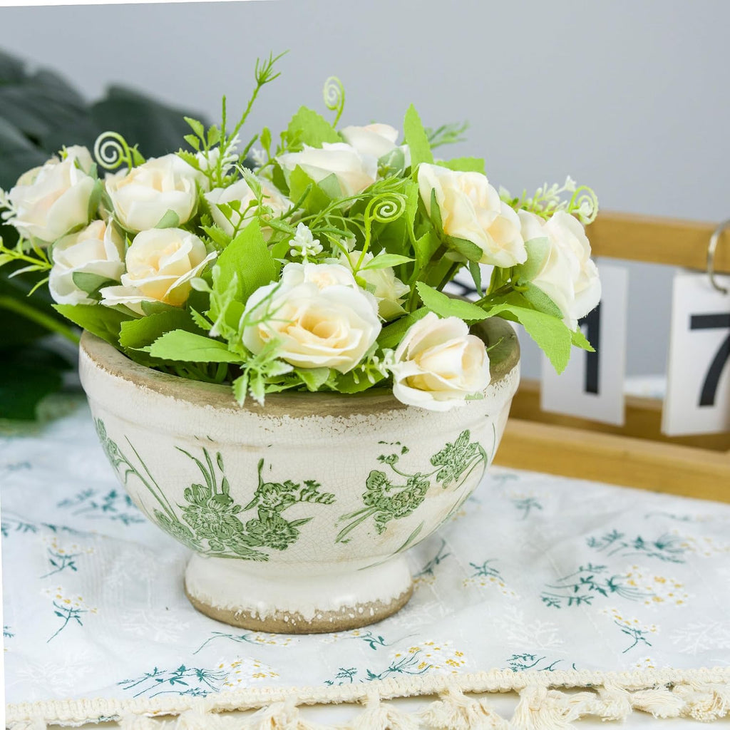 Dosayes Vintage Ice Crackle Grazd Ceramic Flower Pot with Drainage Holes, 4.33 Inch Rustic Planter for Indoor Plants