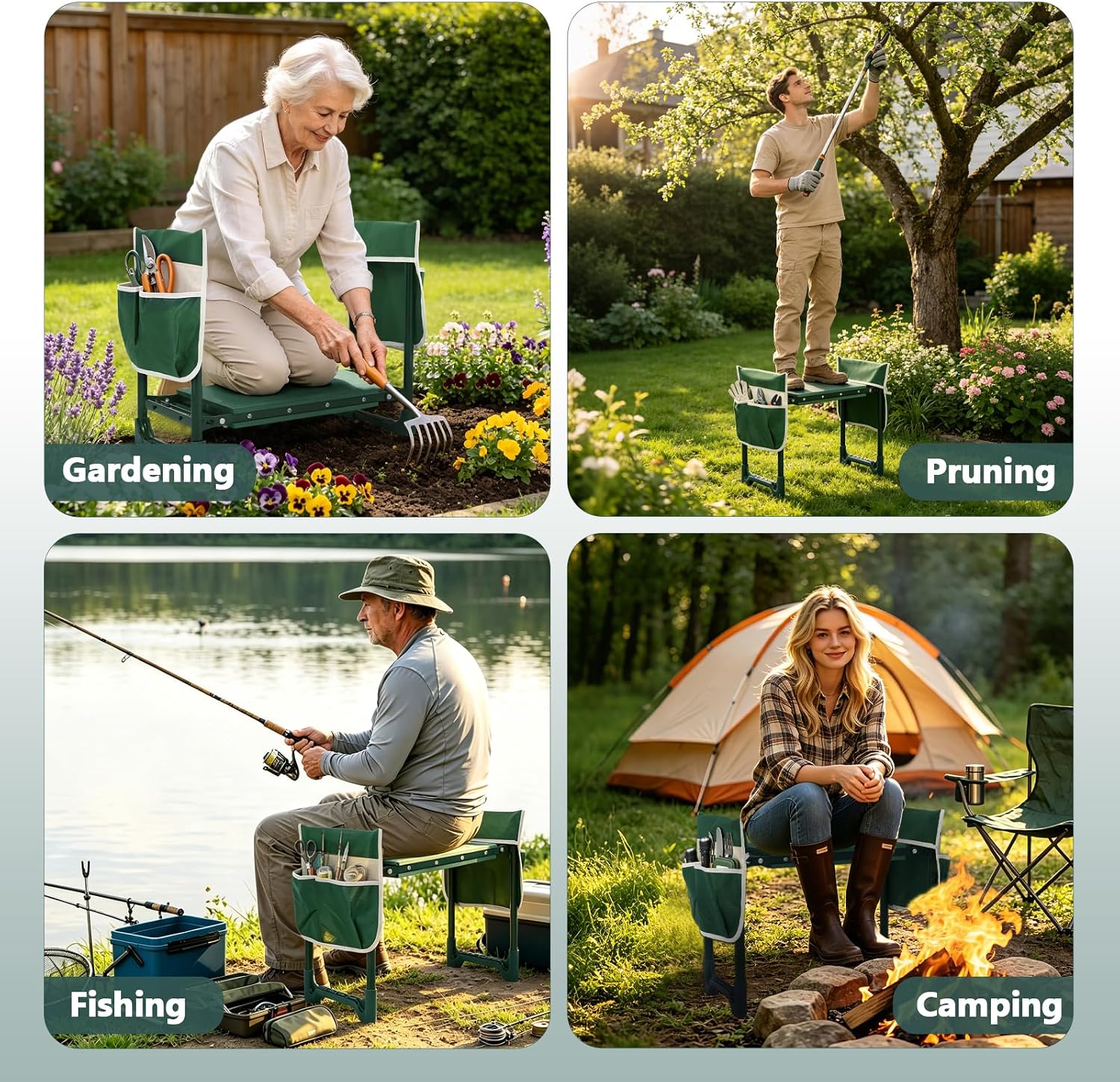 Garden Kneeler and Seat Heavy Duty, Upgraded 350 lbs Load Capacity Garden Bench, 2-in-1 Foldable Gardening Stool, Foam