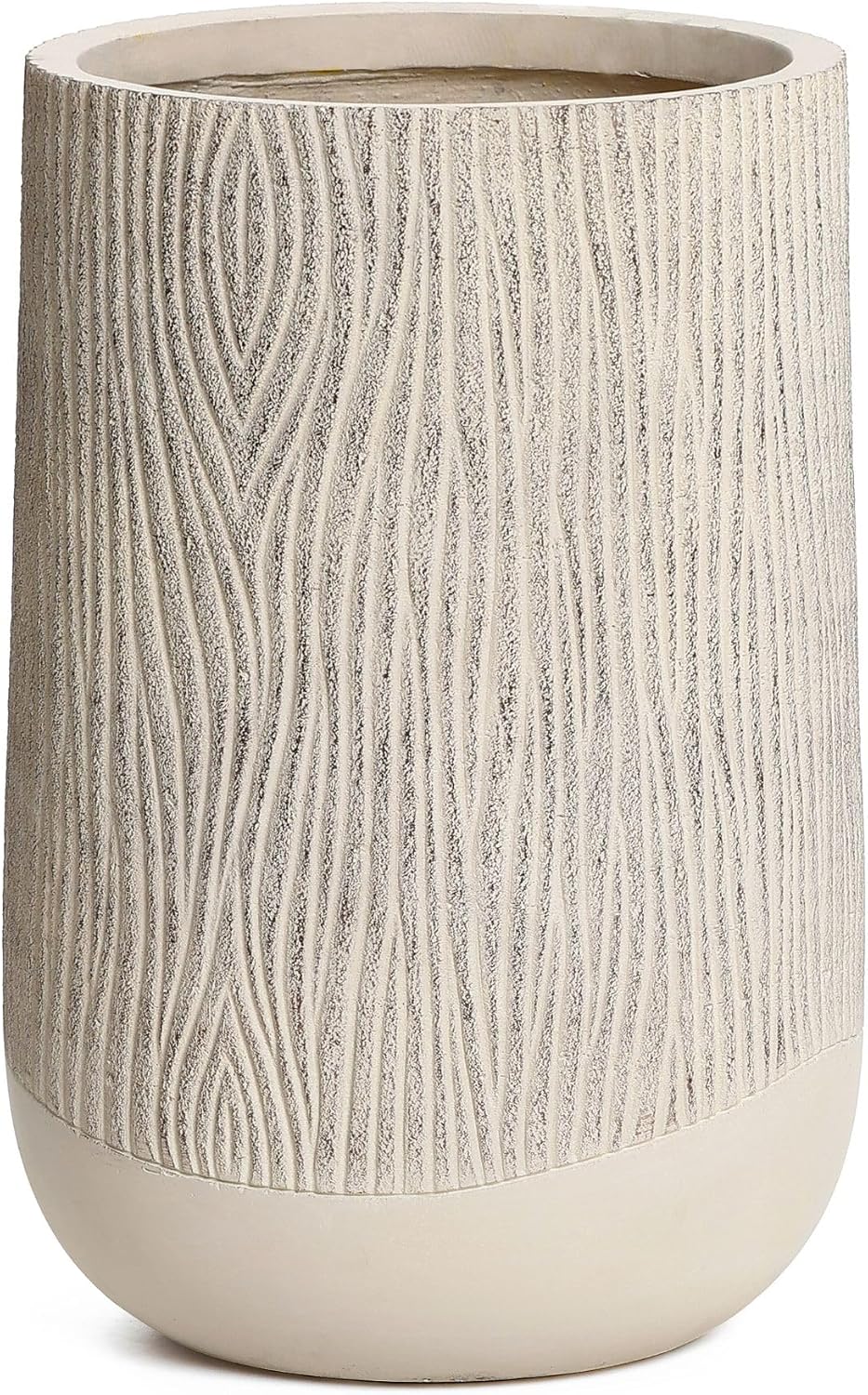 LuxenHome Blended Tan 19" Tall Plant Pot, Large Garden Pot for Plants | With Drainage Hole and Plug, Textured Finish
