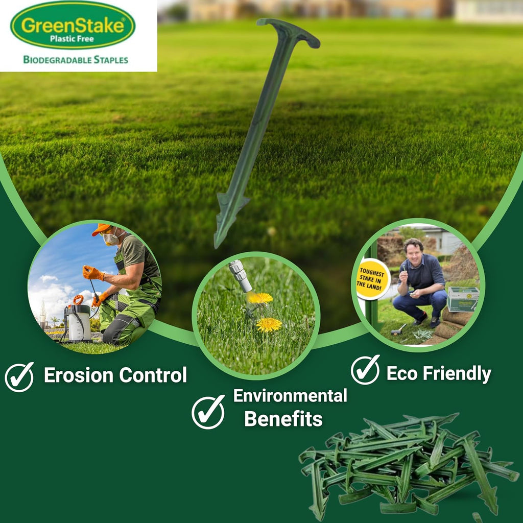 100 ct. Contractor Grade 4-Inch Biodegradable Stakes - Eco-Friendly Sod Staples for Weed Fabric, Landscape Staples &