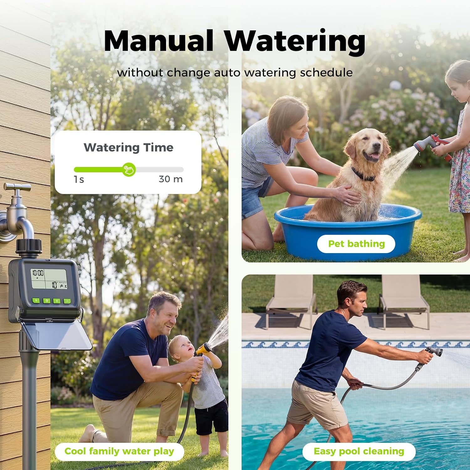 Sprinkler Timer for Garden Hose, Programmable Watering Timer with Rain Delay, Outdoor Automatic& Manual Irrigation