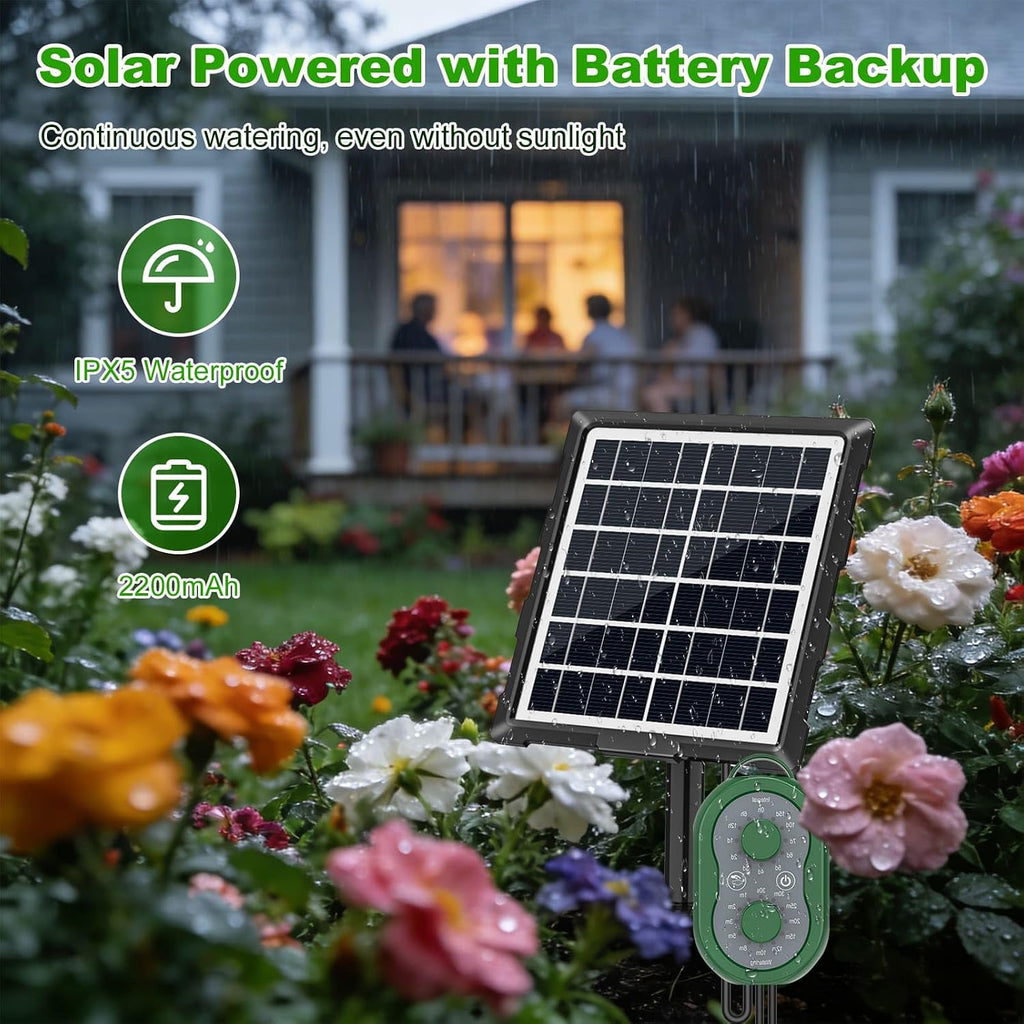 50FT Automatic Solar Drip Irrigation System, Solar Automatic Plant Waterer Kit, Supported 15 Pots, Indoor/Outdoor