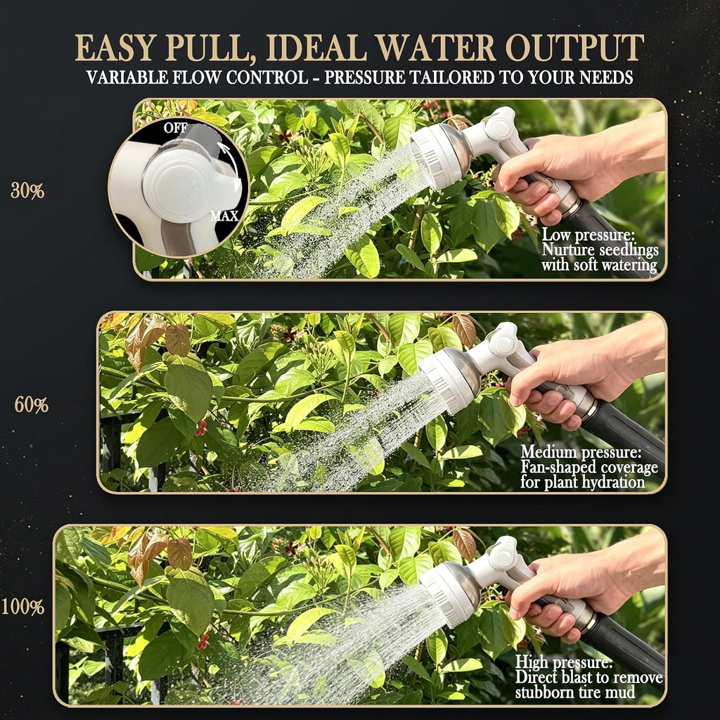 Garden Hose Nozzle Heavy Duty Metal Water Hose Sprayer | Heavy Duty Metal Spray Nozzle With Thumb Control.