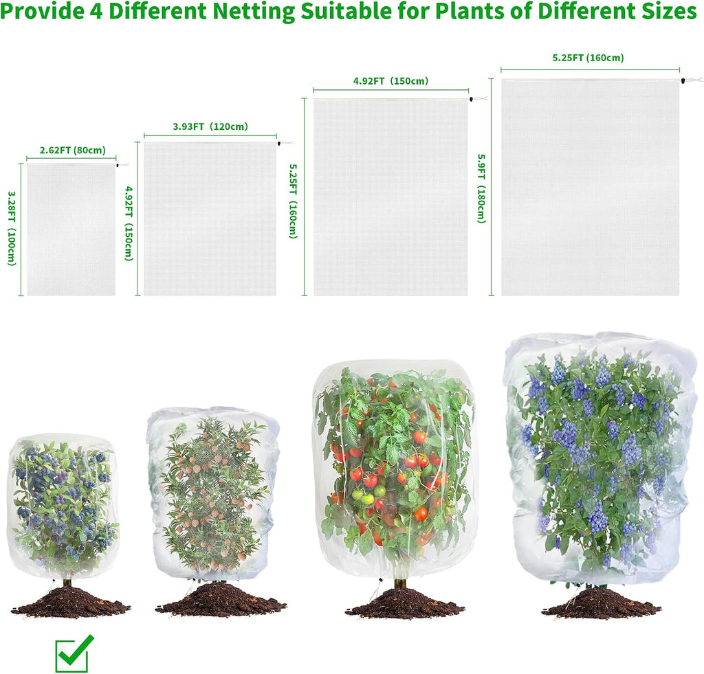 afzdby Garden Mesh Netting with Drawstring,Plants Cover Protection from Anti Birds,Bugs,Cicadas,and Insects-Pest