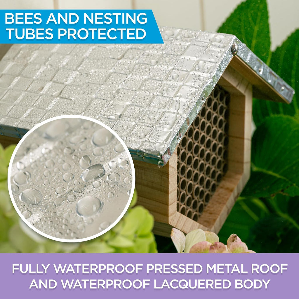 Rivajam Beekeeper Pro Mach II Mason Bee House - Strong + Waterproof Bee Hotel & Insect Habitat - Replaceable Mason Bee
