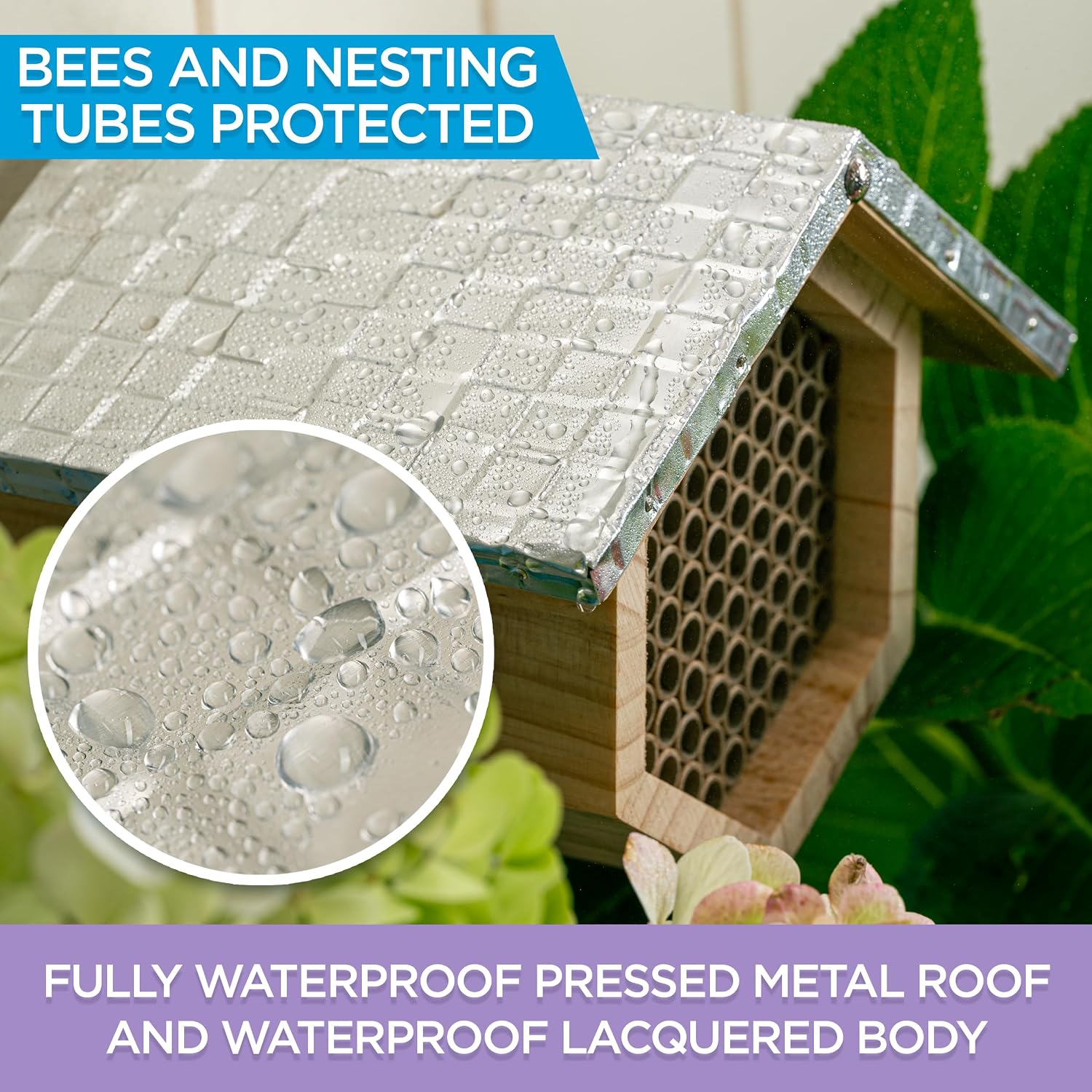 Rivajam Beekeeper Pro Mach II Mason Bee House - Strong + Waterproof Bee Hotel & Insect Habitat - Replaceable Mason Bee