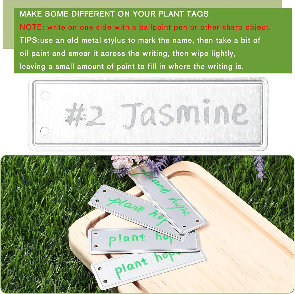 Hotop 300 Pieces Metal Plant Tags with Wires 1 x 3.25 Inches Double Sided Blank Metal Plant Labels Waterproof Aluminum
