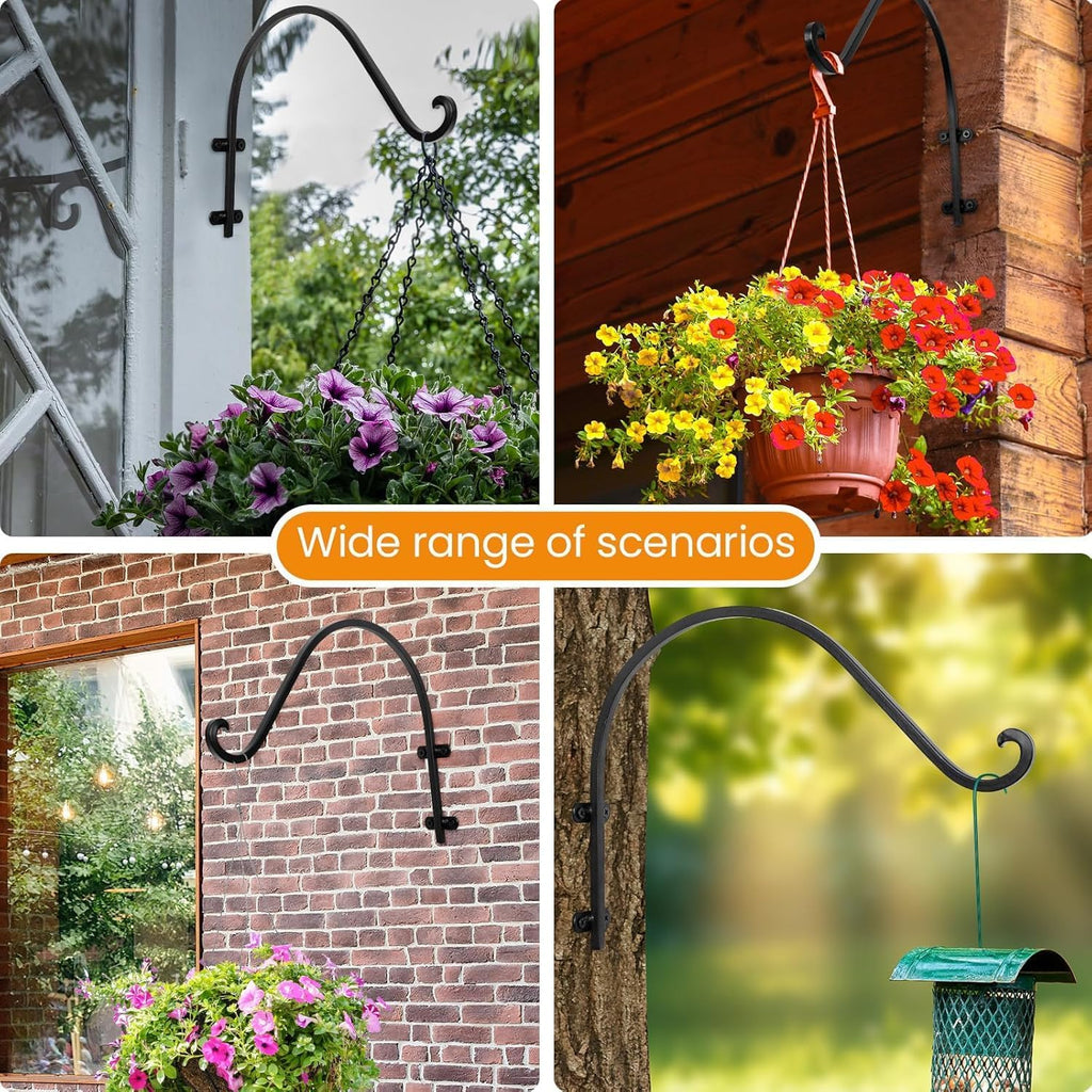 16 Inch Plant Hangers Outdoor,6 Pack Heavy Duty Plant Hanger Bracket | Hanging Basket for Plants Outdoor Brackets,80lbs