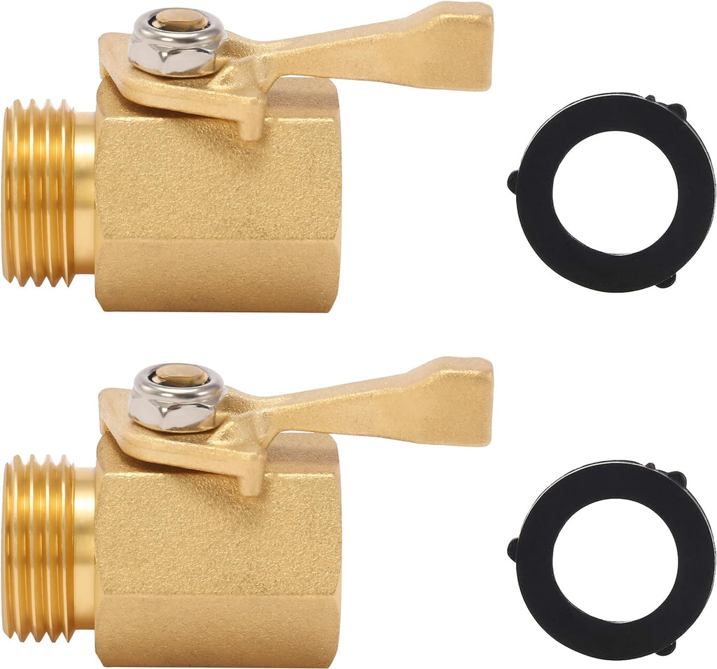 M MINGLE Heavy Duty Brass Garden Hose Shut Off Valve, Garden Hose Quick Connect Fittings