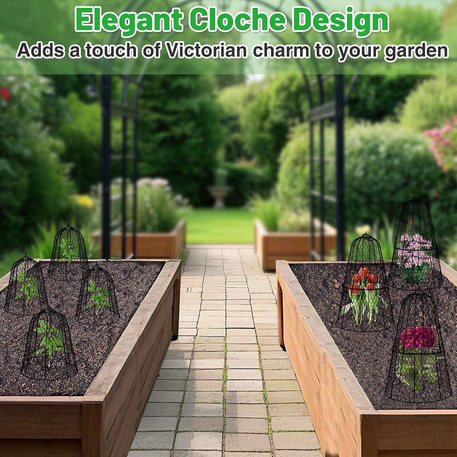 Cloche Plant Protectors from Animals - 17.3"Hx11.8"D Chicken Wire Plant Covers with Removable Flip-Top Design