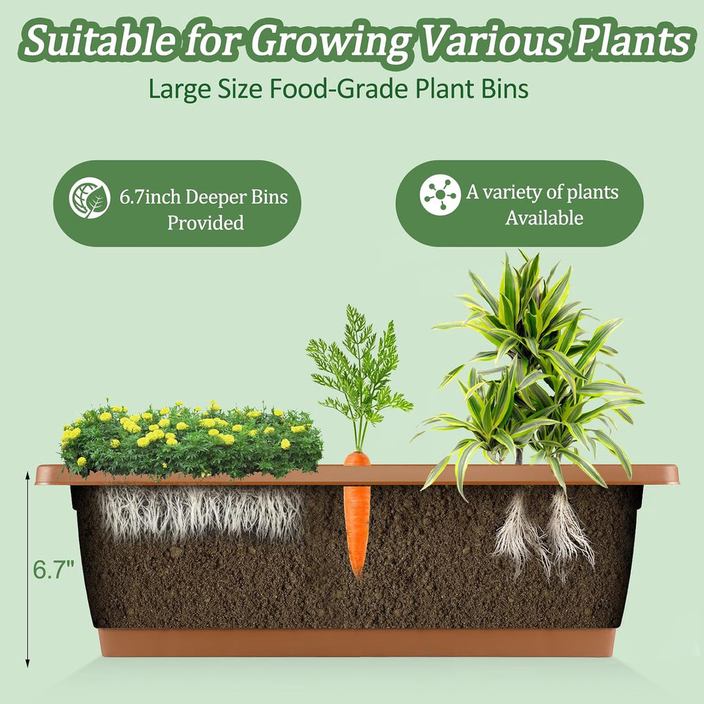 TEANDE Vertical Raised Garden Bed, 5-Tier Elevated Planter Box w/Drainage System & 4 Hooks for Herbs Vegetables