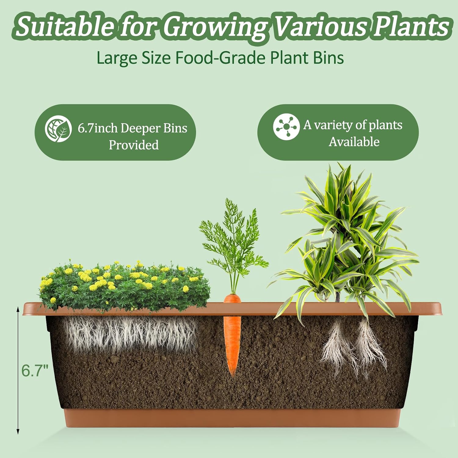 TEANDE Vertical Raised Garden Bed, 5-Tier Elevated Planter Box w/Drainage System & 4 Hooks for Herbs Vegetables