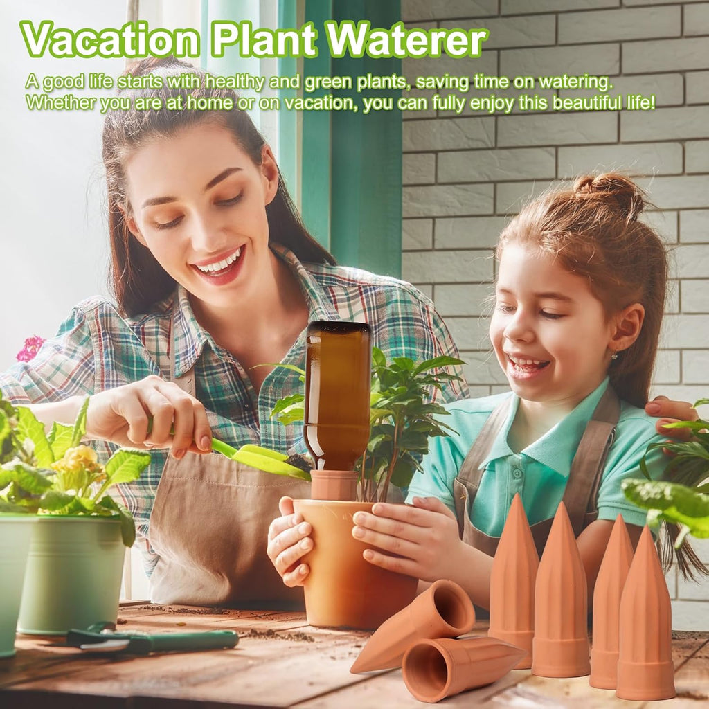 TKSCUSR 12 Pcs Self Watering Spikes Small Terracotta Plant Watering Stakes Devices Vacation Self-Watering Stakes for