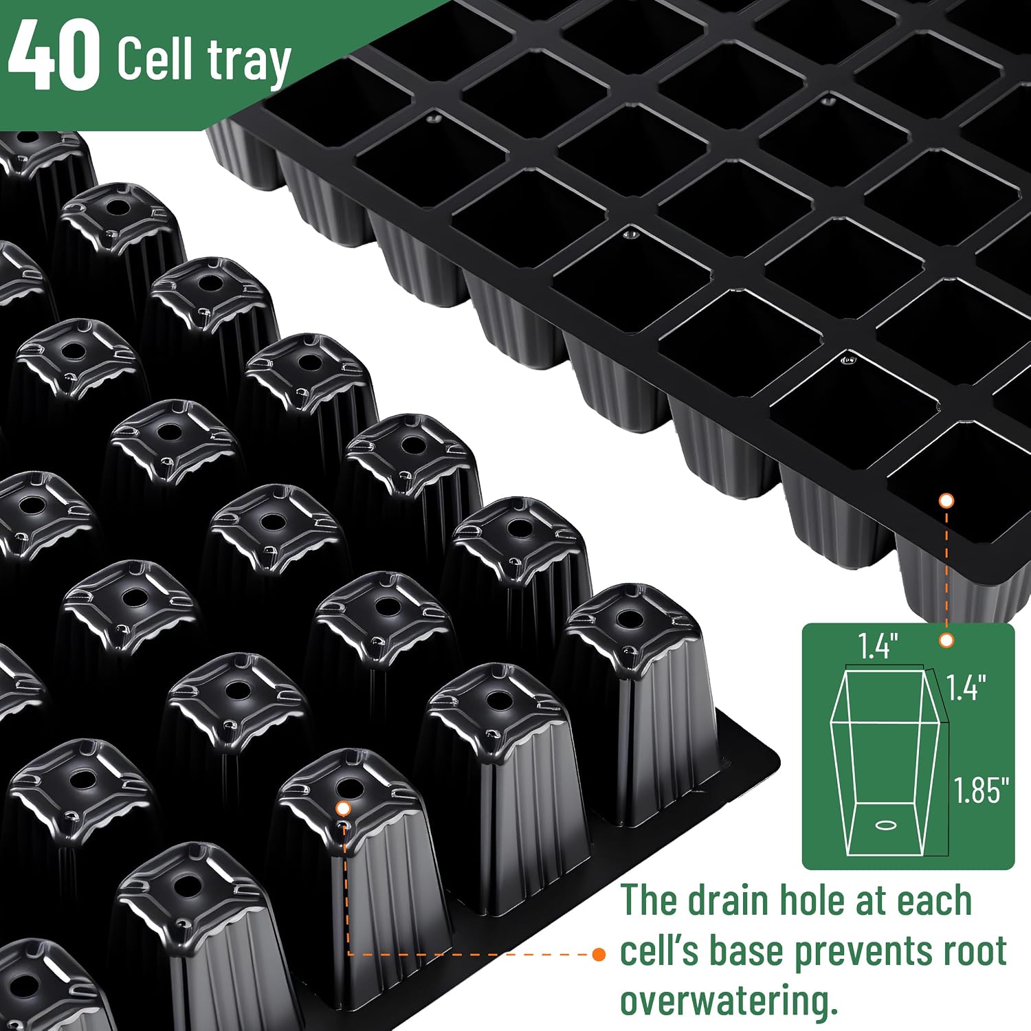 Mr. Pen- Seed Starter Tray Kits, 10 Pack, Total 400 Cells | Durable Plant Germination Trays with Humidity Vented Domes