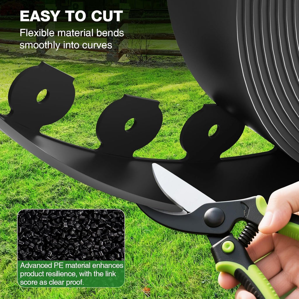MIXC 100ft Landscape Edging Kit with 150 Spikes, Not Digging Flexible Plastic Edge Border for Landscaping, Lawn