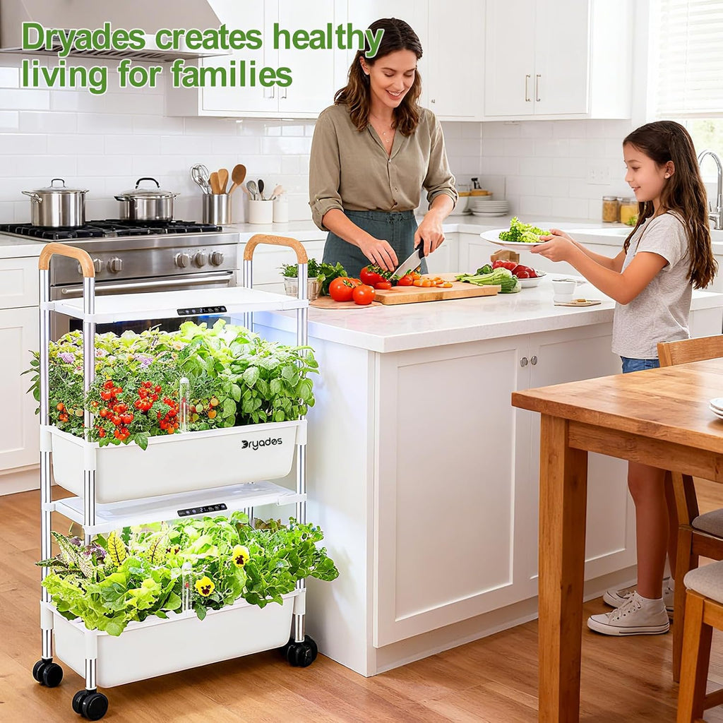 Indoor Hydroponic Growing System with 54 Pods Herbs Garden Kit with 30W Led Grow Light Large Movable 2-Layer