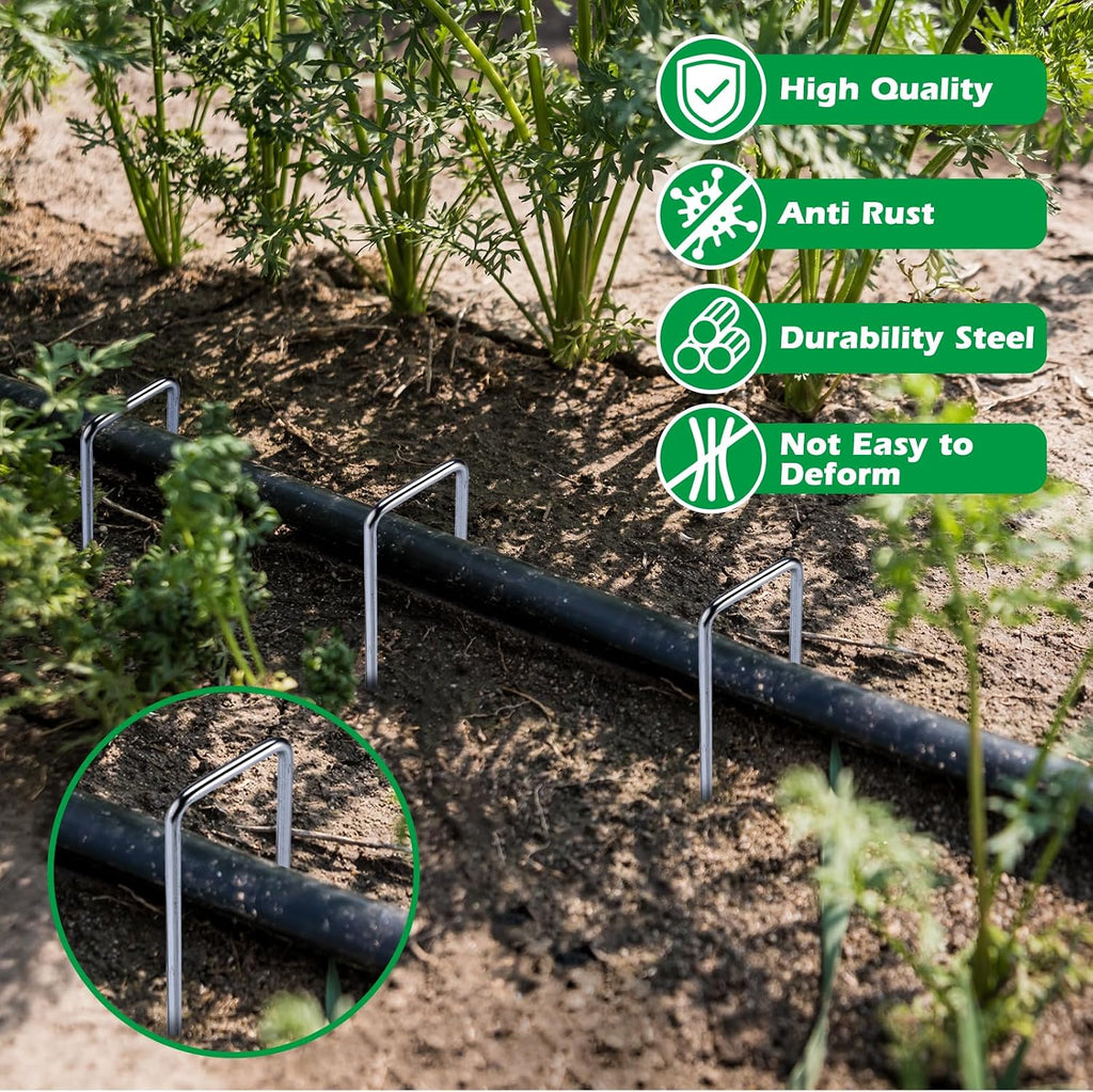 100 Pack Landscape Staples, 6" 8 Gauge Galvanized Steel Garden Stakes,Landscape Pins Turf Staples for Securing Weed