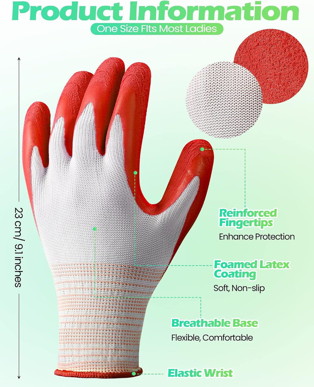 Irenare 16 Pairs Gardening Gloves Bulk for Women Breathable Rubber Coated Yard Garden Gloves Outdoor Protective with