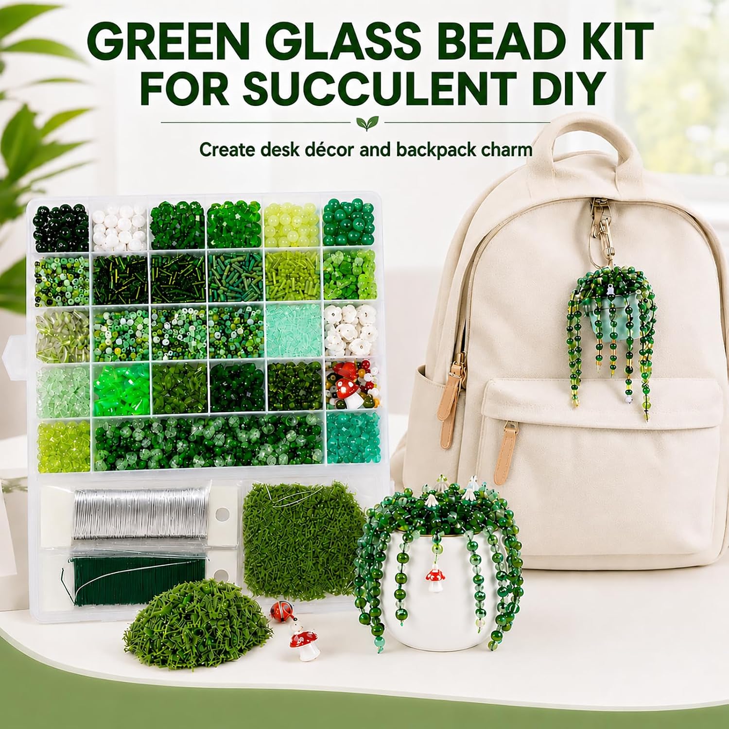 Scvotier Beaded Plant Kits with Wire and Beads (Complete Kit with Pots & Foam)