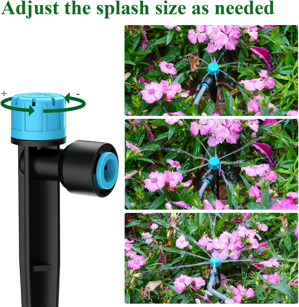 150FT Drip Irrigation System Kit with 2 Zone Water Timer for Garden | High-Flow Mainline Automatic Watering System