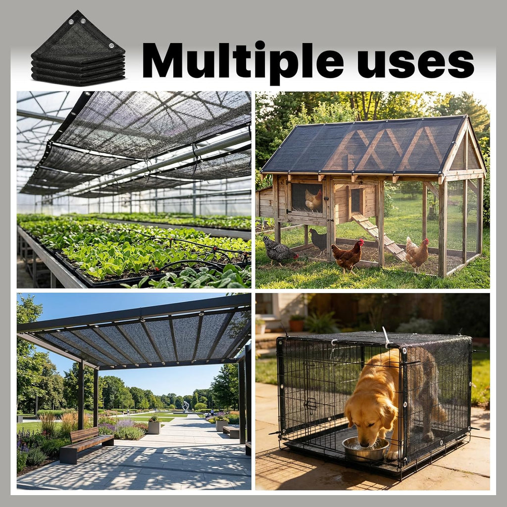 Royal Shade 50% Black Shade Cloth 16FT x 16FT Mesh Tarp with Grommets for Garden Patio, Plant Shading, Greenhouse