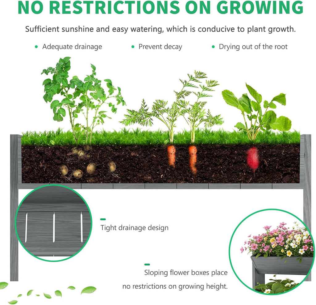 Vertical Raised Garden Bed, 5 Tier Freestanding Garden Planters | Wooden Plant Stand Flower Rack with Planter Box for