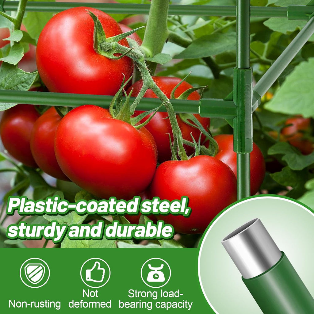 ANPHSIN Sturdy Square Tomato Cage with Movable 17 Gal Grow Bags, 3 Sets | 46'' Plants Garden Trellis Planter, Support