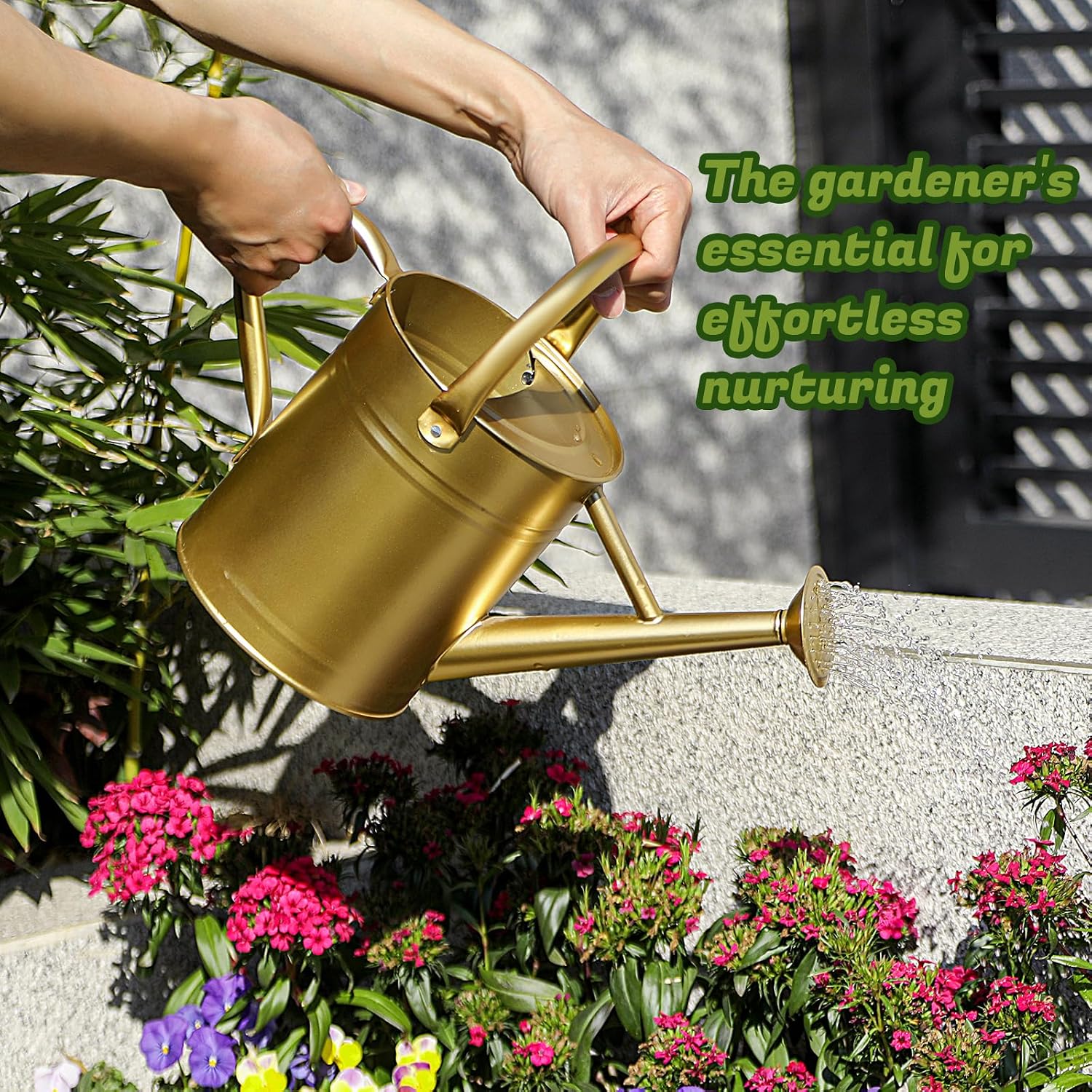 1 Gallon Watering Can for Plants, Watering Cans for Indoor&Outdoor Gardening, Galvanized Steel Watering Pot with