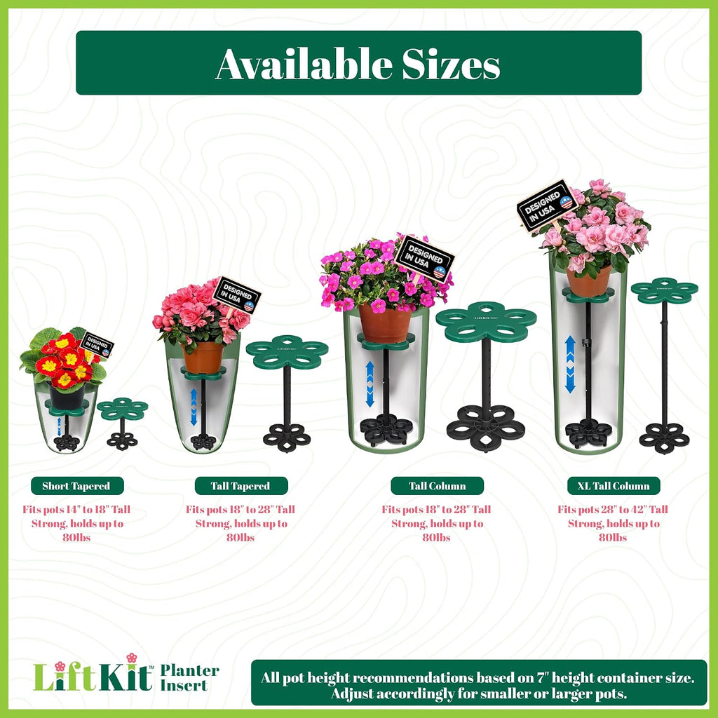Lift Kit Planter Insert Tall Tapered Plant Riser Fill Bottom of Tall Flower Pots and Large Plant Containers | Indoor